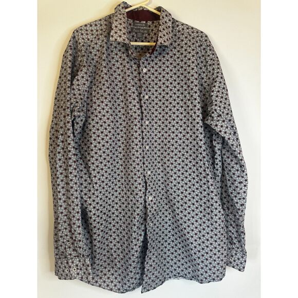 Paulo Solari 3XLT Modern Fit Dress Shirt Geometric Pattern Long Sleeve - Picture 1 of 5